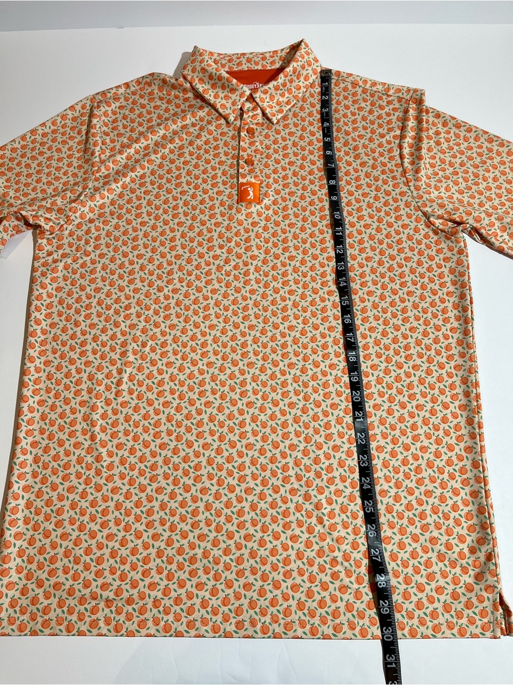 Bogey Bros Size Large Orange Peach Print Polo Tee Shirt Golf Funny - Picture 7 of 7